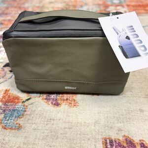 WANDF Toiletry Bag Men Women Travel Case‎ Hanging Hook Olive Green Black NWT